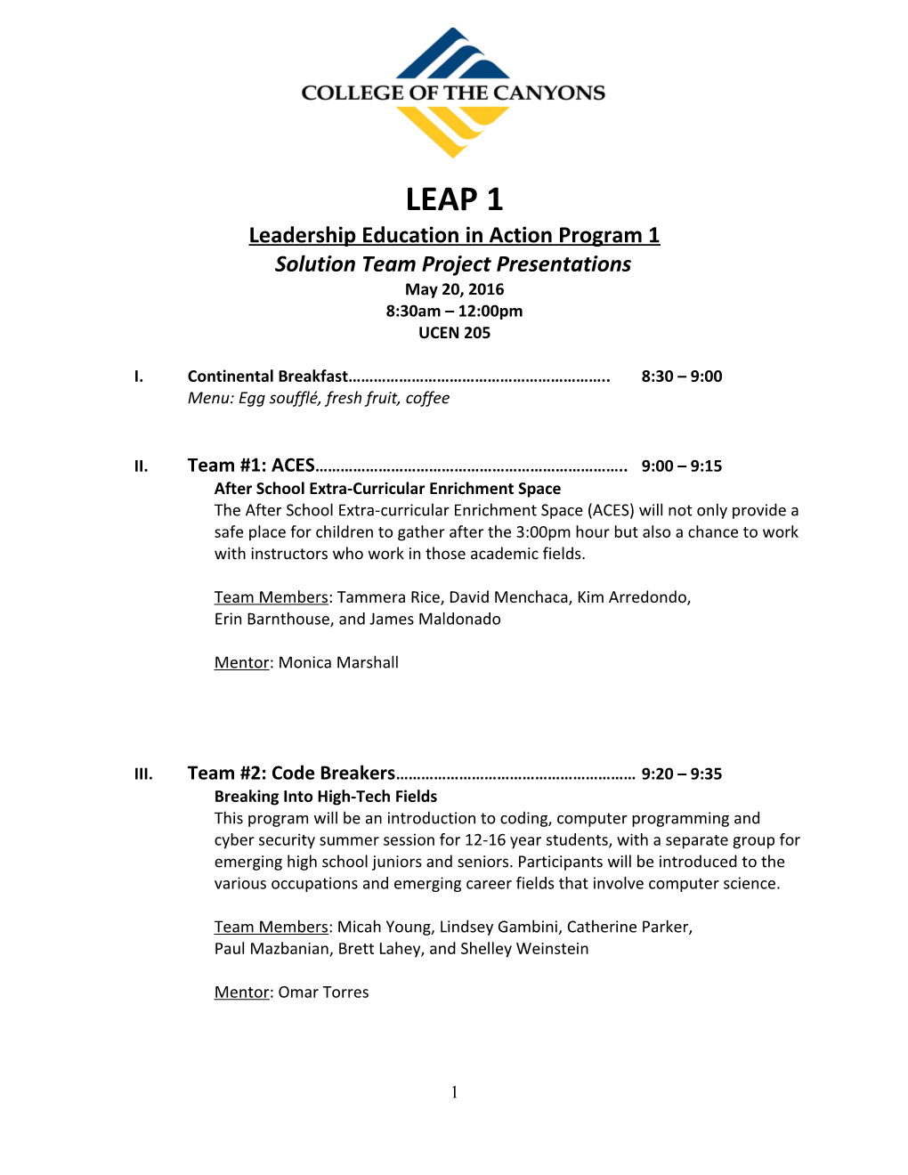 Leadership Education in Action Program 1
