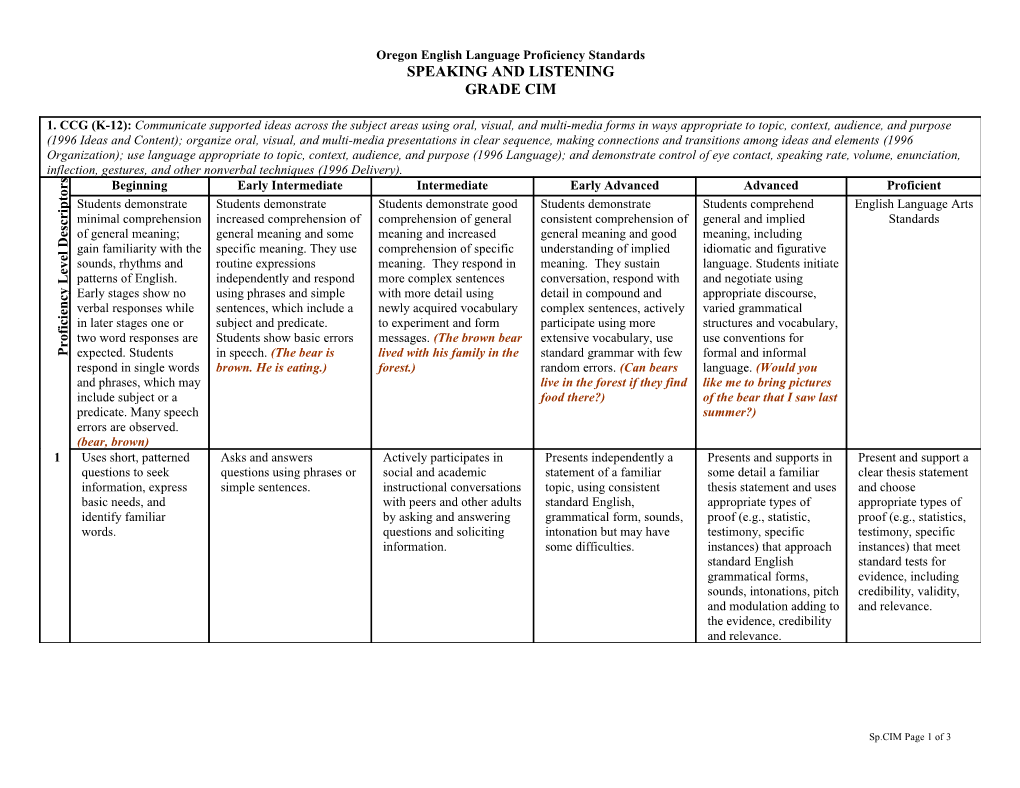 Oregon English Language Proficiency Standards