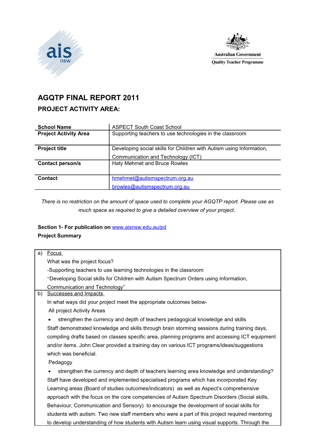 Agqtp Final Report 2011