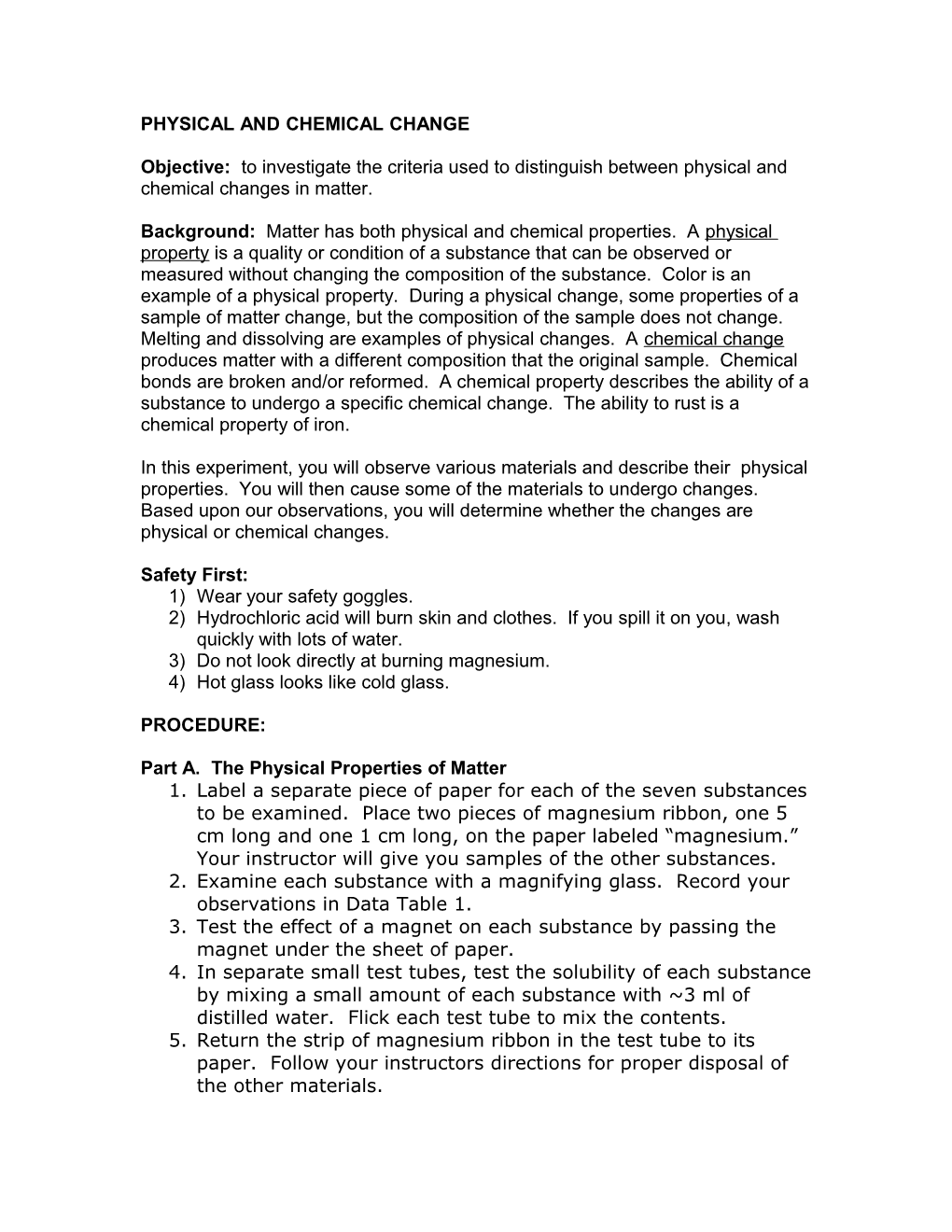 Physical and Chemical Change s1