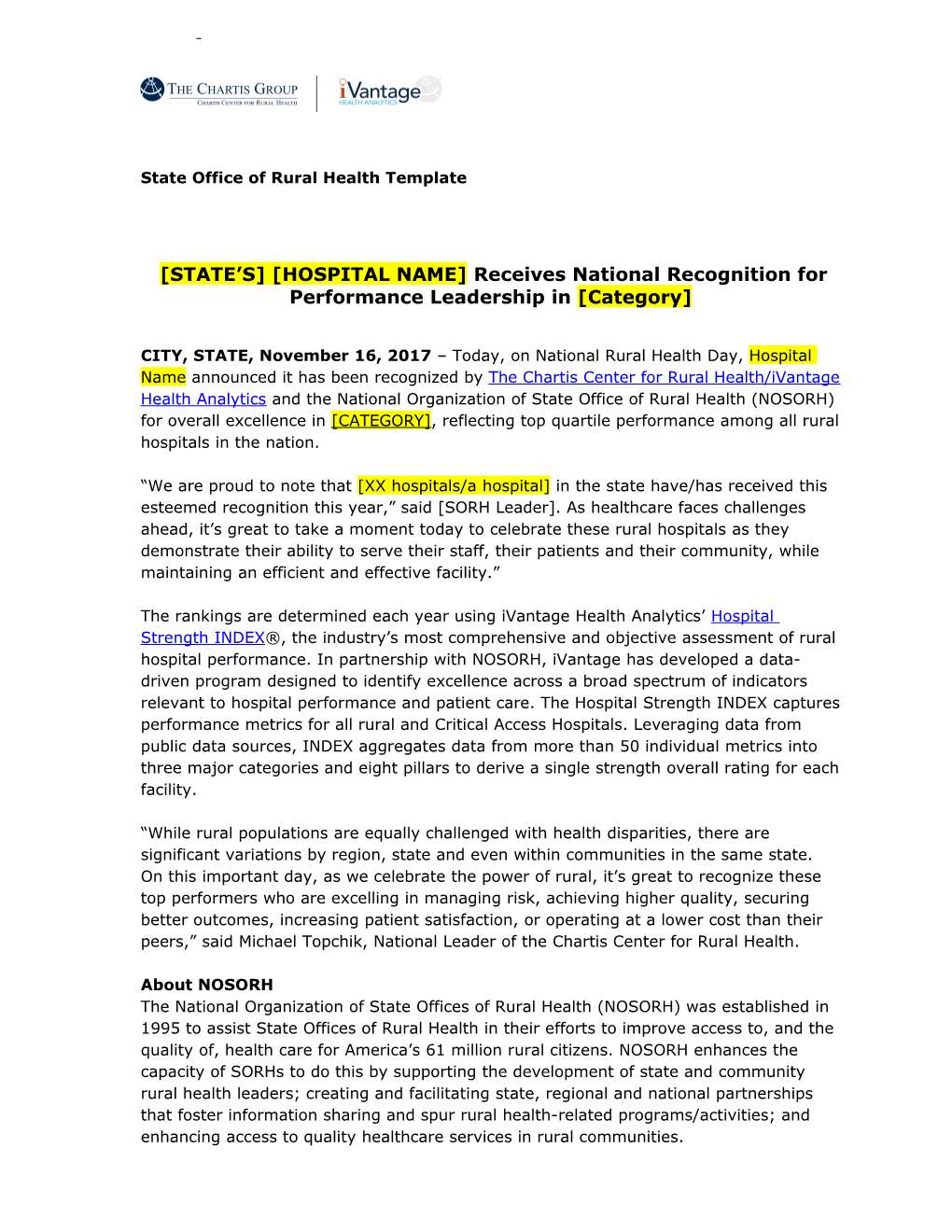 State Office of Rural Health Template