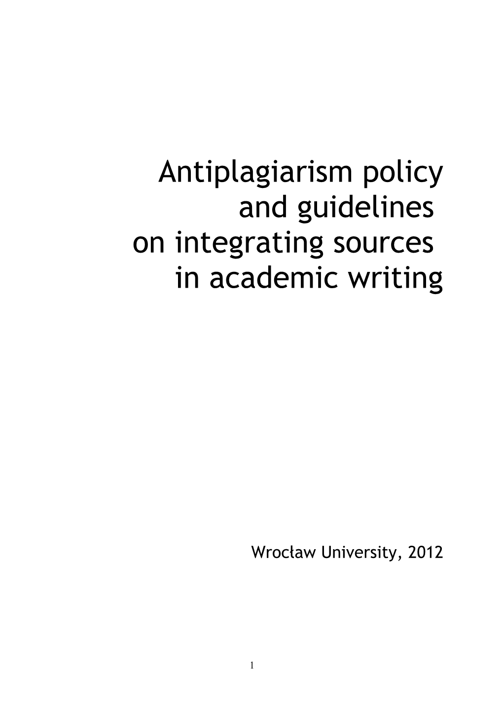 Academic Writing and Plagiarism