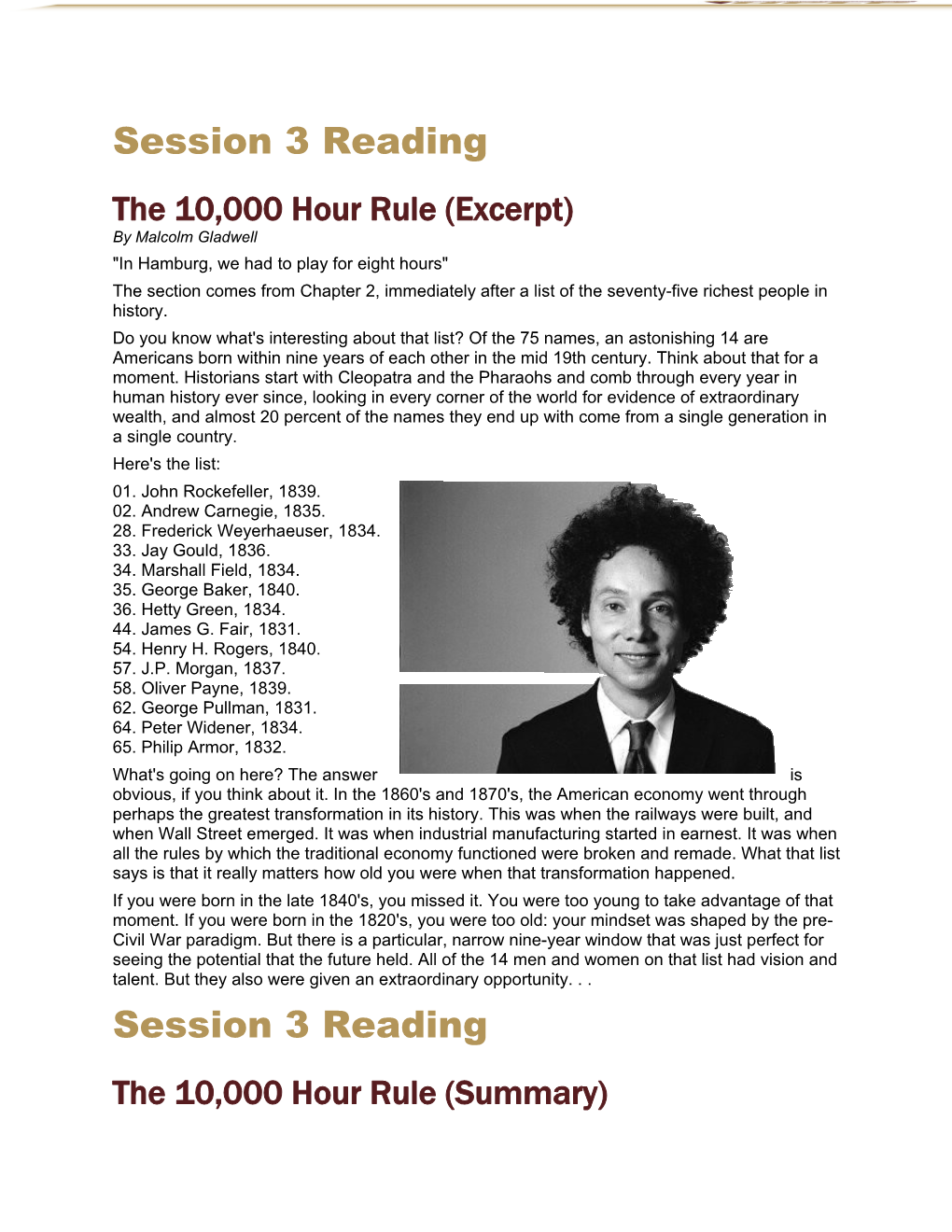 The 10,000 Hour Rule (Excerpt)