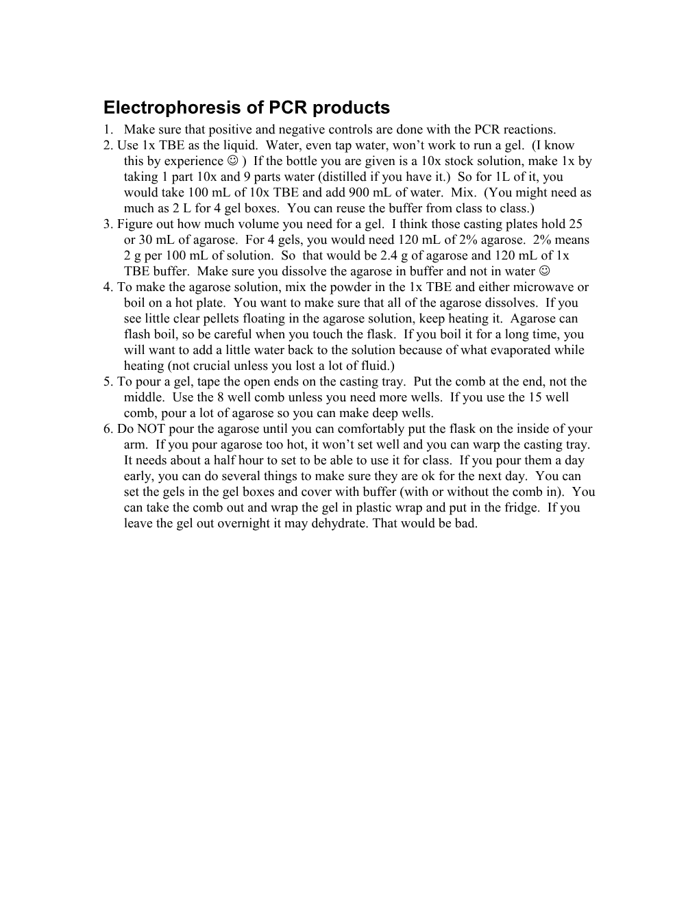 Electrophoresis of PCR Products