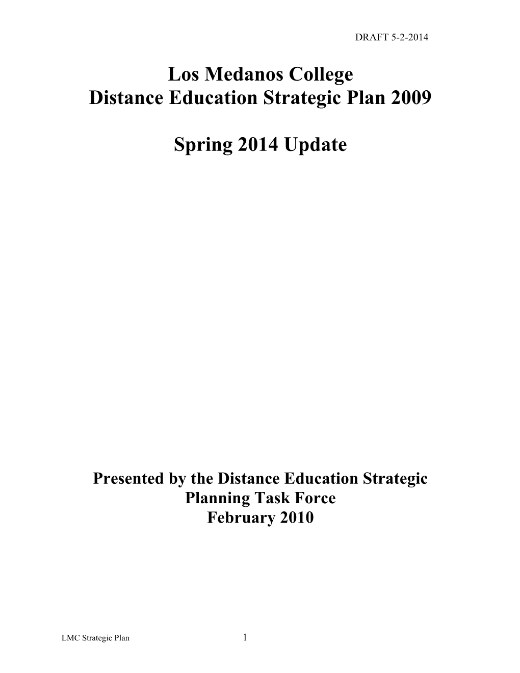 Distance Education Strategic Plan 2009
