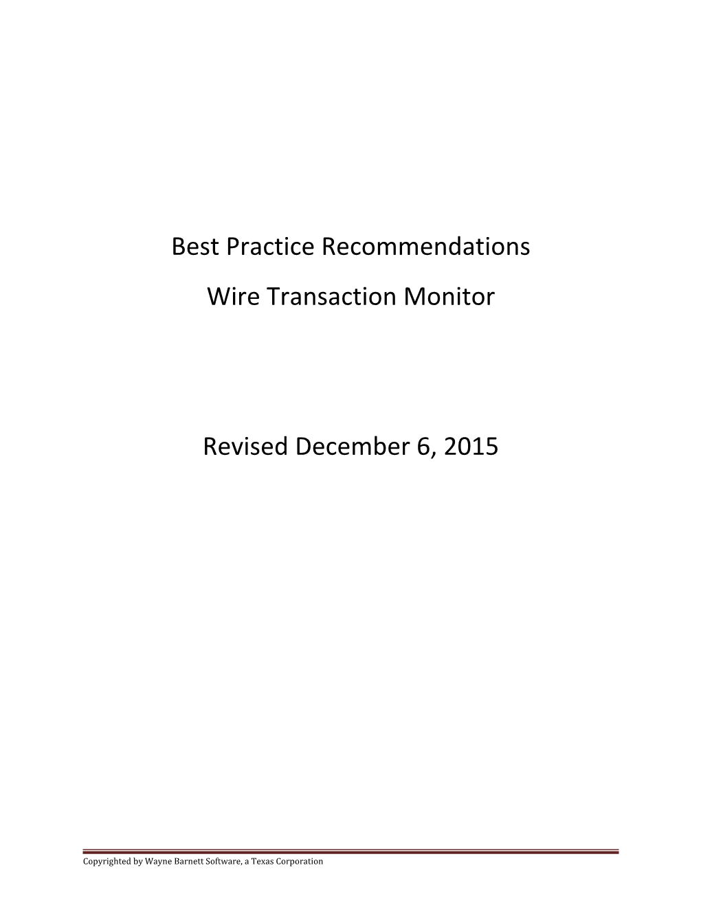 Best Practice Recommendations