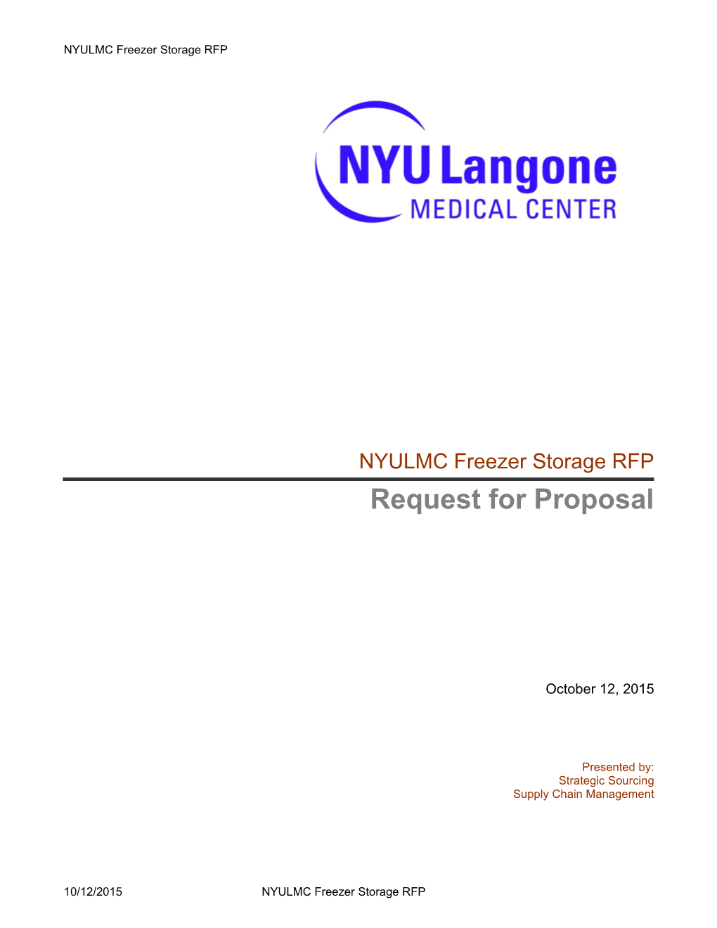 NYULMC Freezer Storage RFP