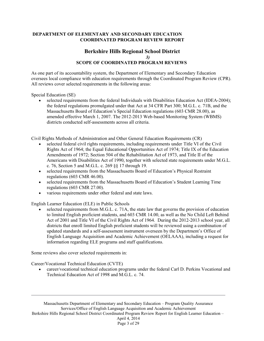 Berkshire Hills CPR Final Report 2013