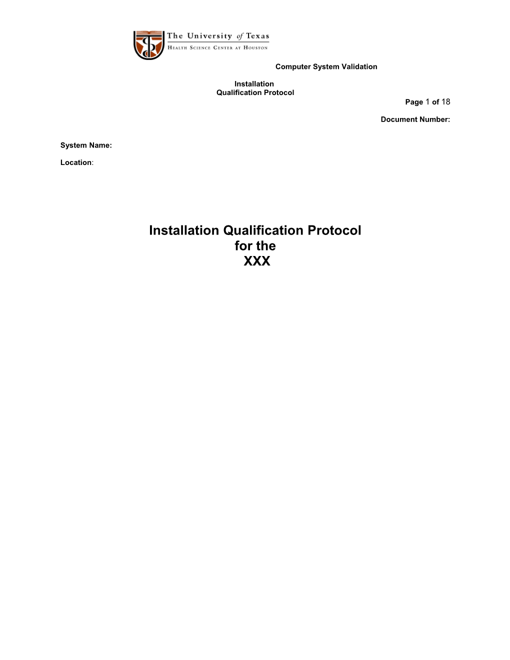 Installation Qualification Protocol