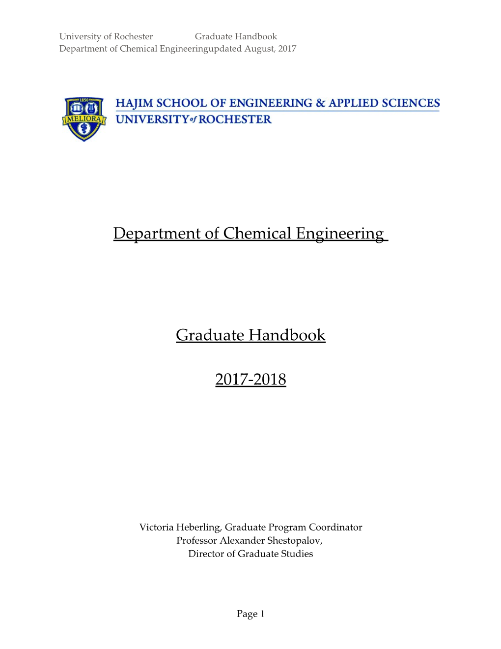 University of Rochester Graduate Handbook