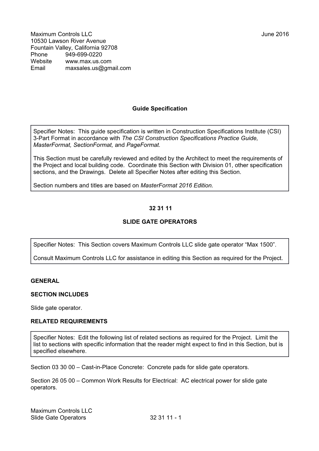 Slide Gate Operators