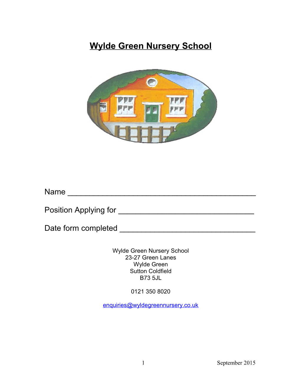 Wylde Green Nursery School
