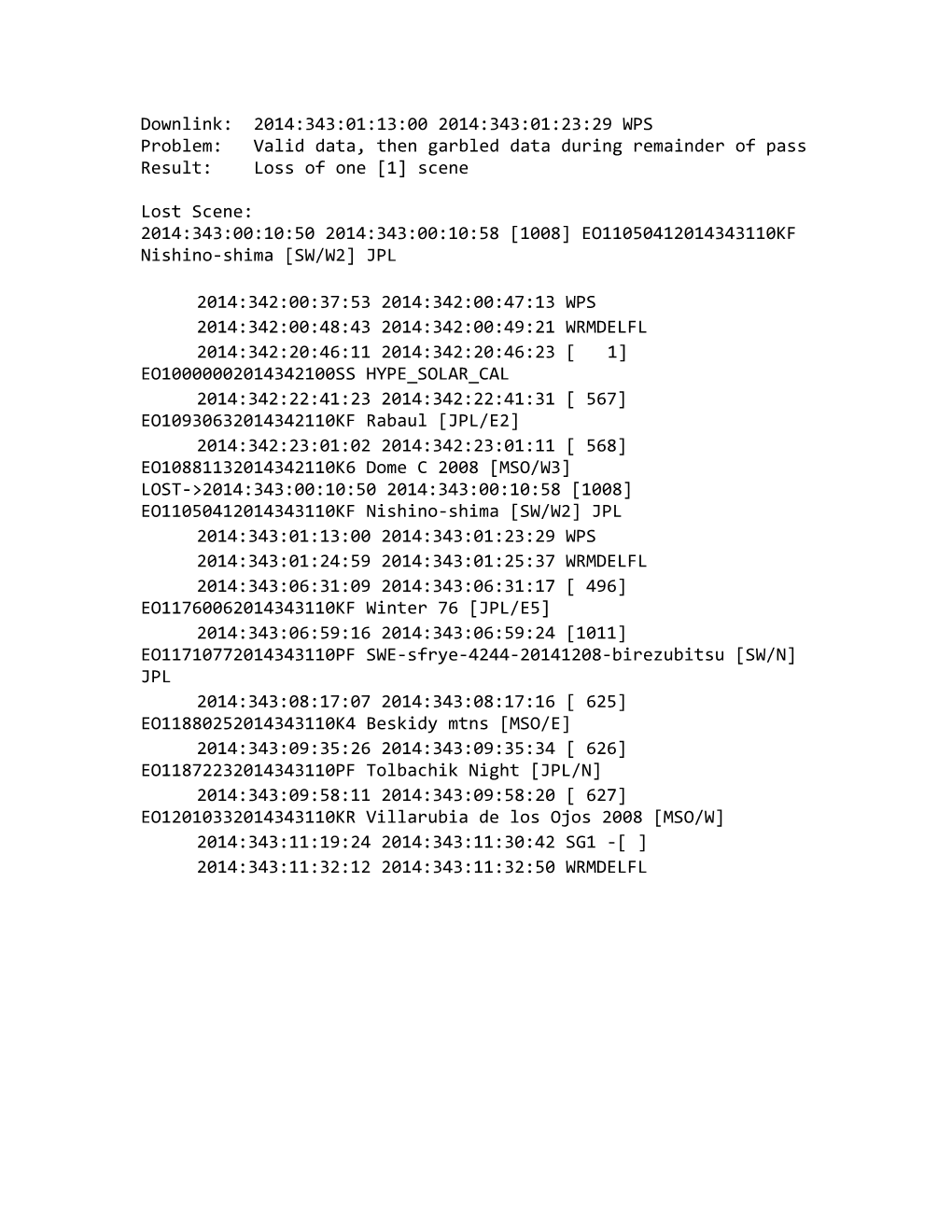 Problem: Valid Data, Then Garbled Data During Remainder of Pass