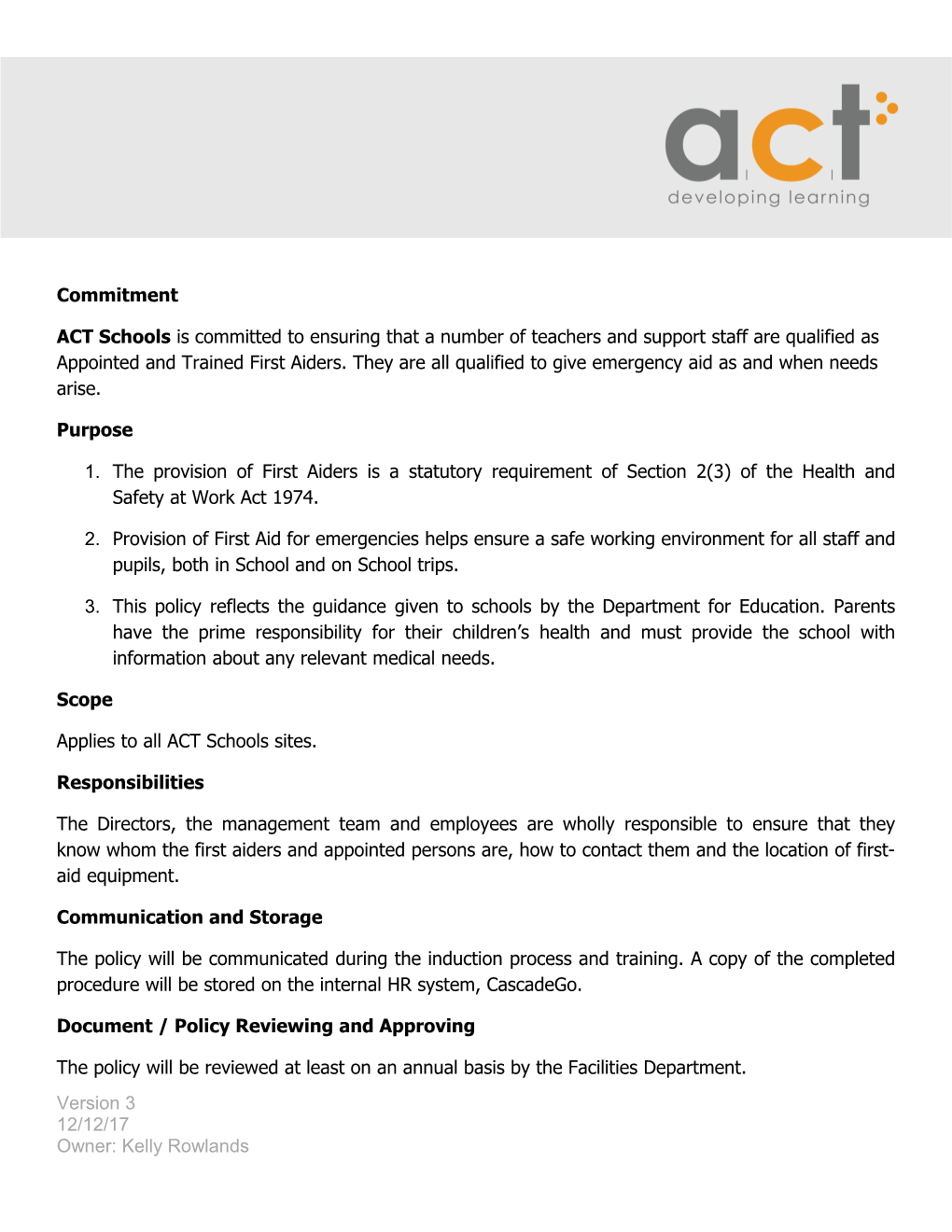 ACT Schools Is Committed to Ensuring That a Number of Teachers and Support Staff Are Qualified