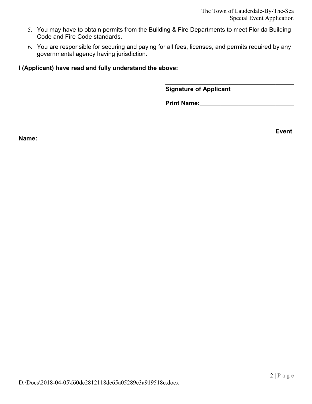 Special Events Application