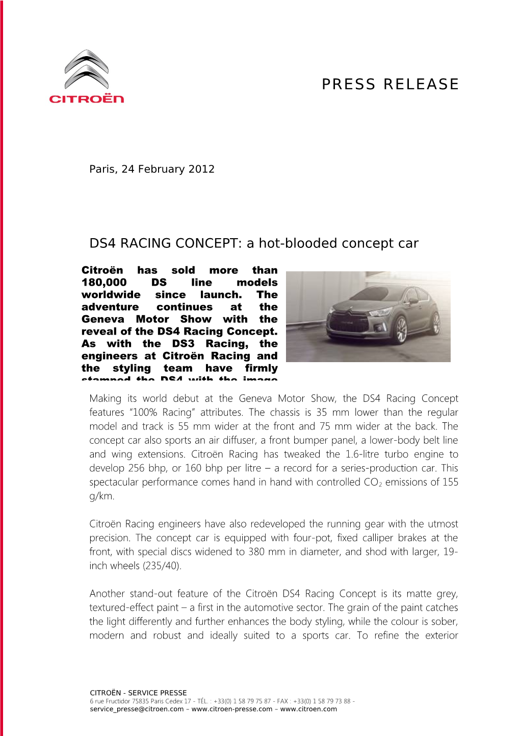 DS4 RACING CONCEPT: a Hot-Blooded Concept Car
