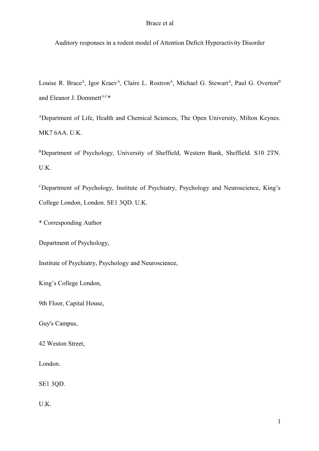 Auditory Responses in a Rodent Model of Attention Deficit Hyperactivity Disorder