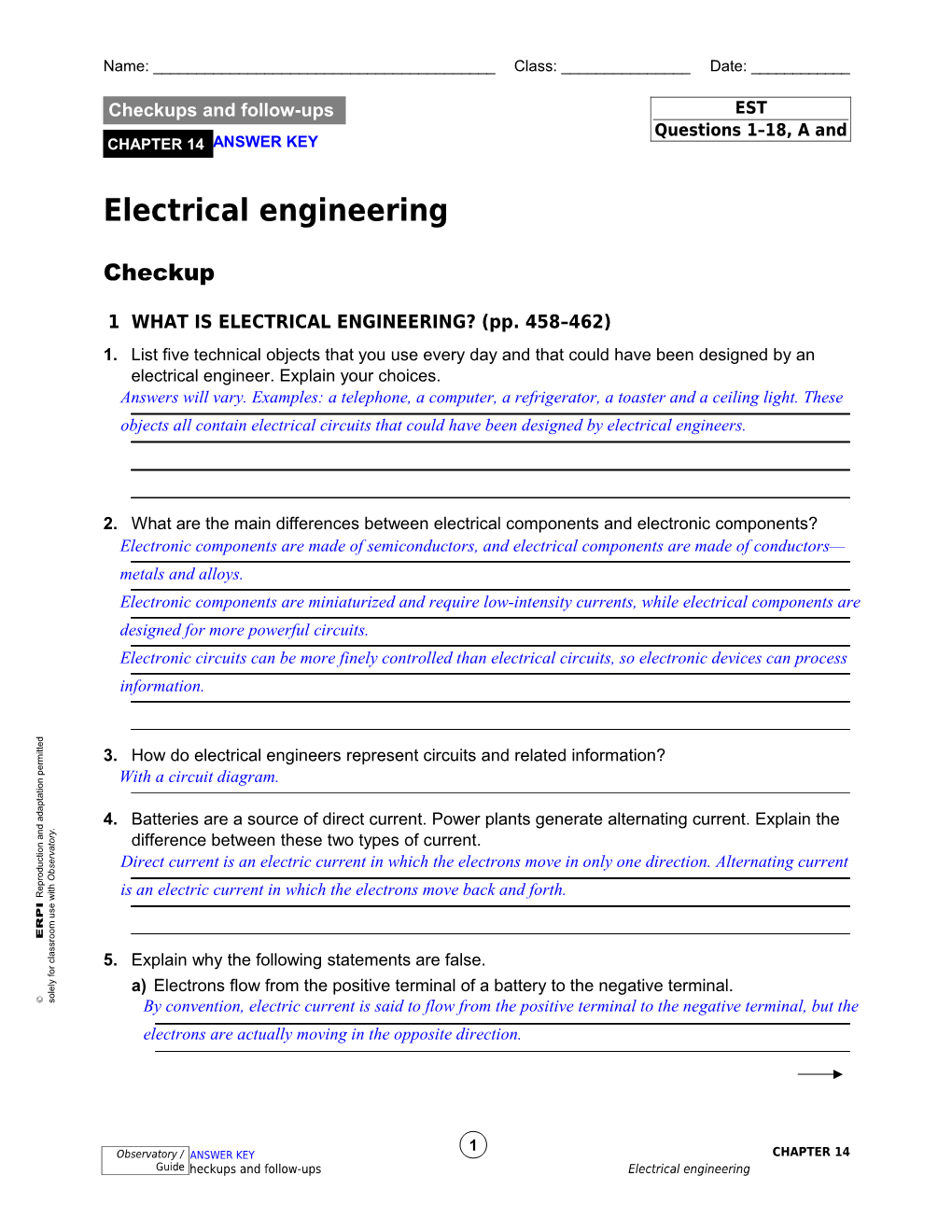 1 WHAT IS ELECTRICAL ENGINEERING? (Pp. 458 462)