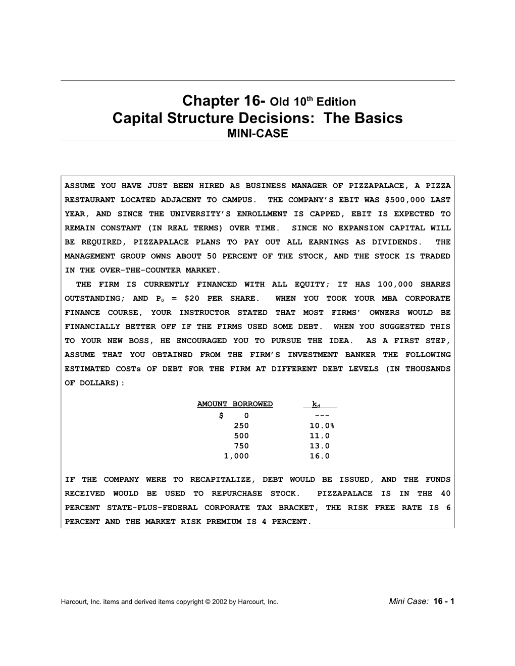 Chapter 16- Old 10Th Edition