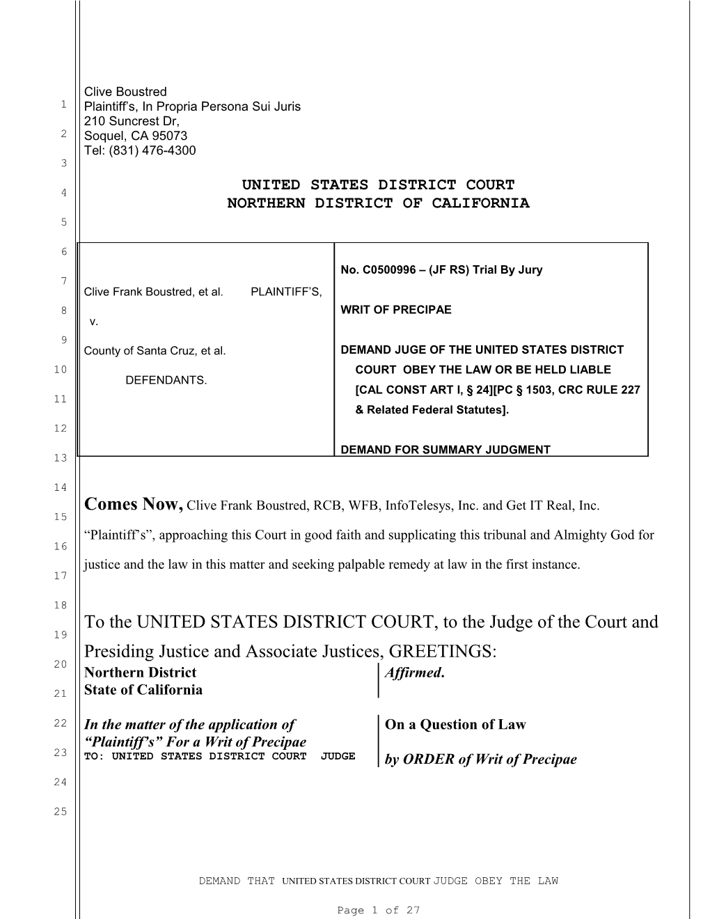 United States District Courtnorthern District of California