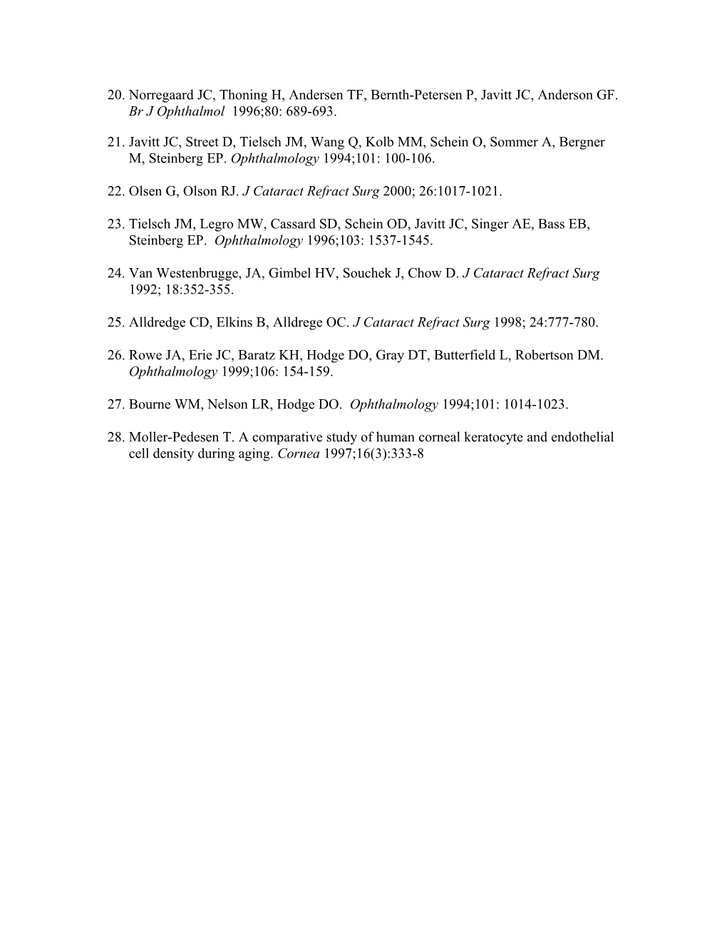 1. Dick HB, Gross S, Tehrani M, Eisenmann D, Pfeiffer N. J Refract Surg 2002; 18(5): 509-18