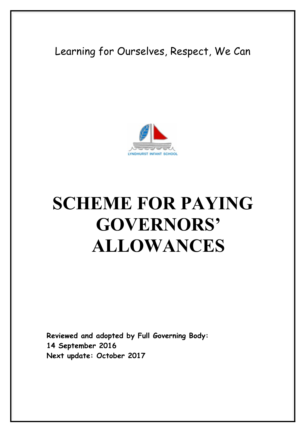 Bucks CC - Model Scheme for Paying Governors' Allowances