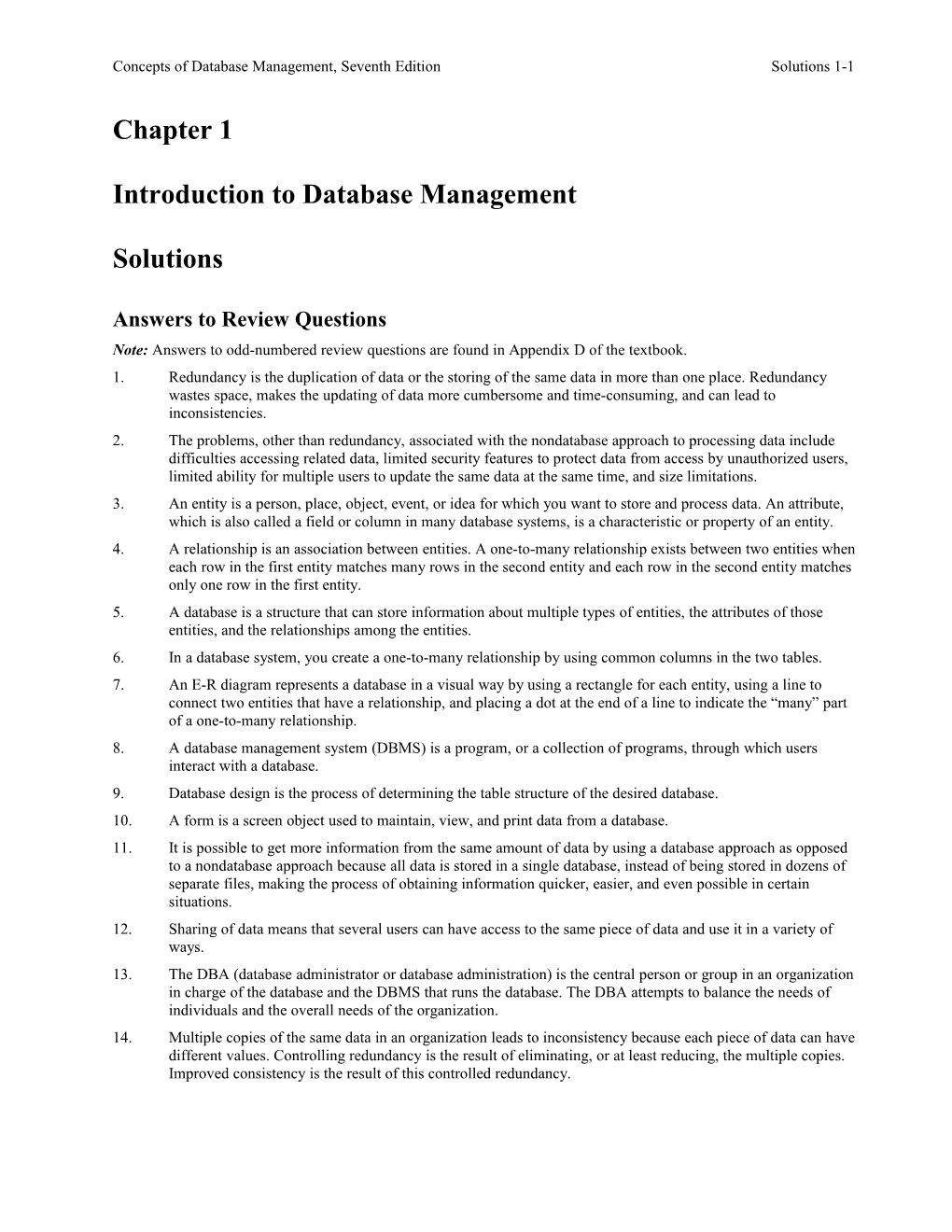 Concepts of Database Management, Seventh Editionsolutions 1-1