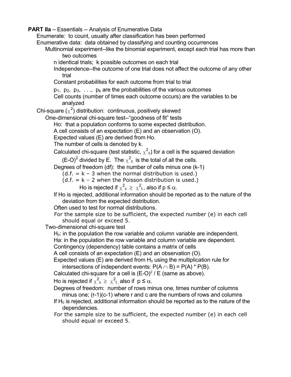 PART Iia Essentials Analysis of Enumerative Data