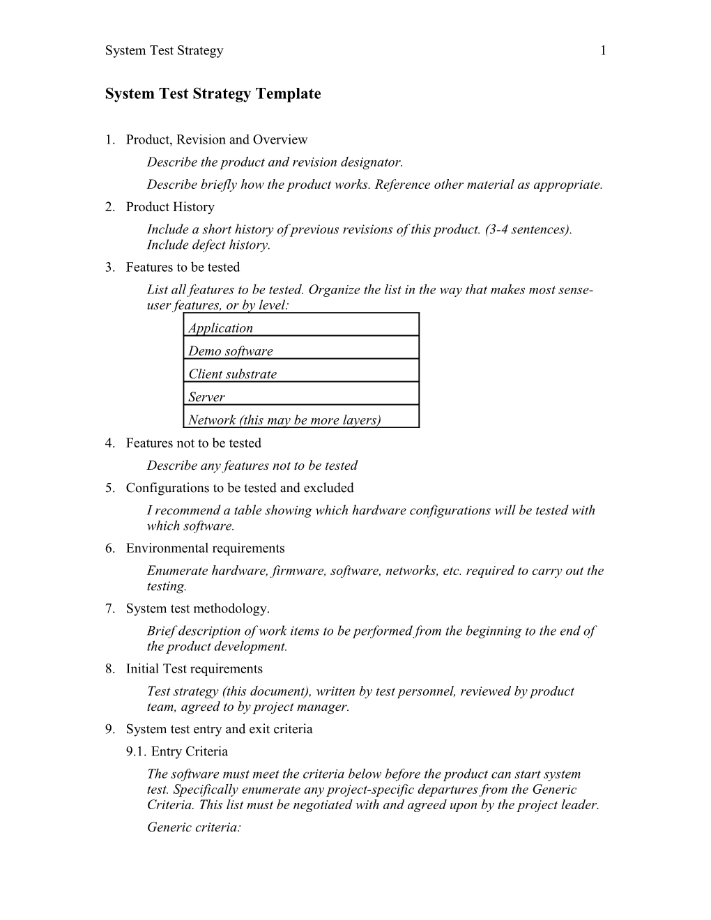 System Test Strategy Template RBCS