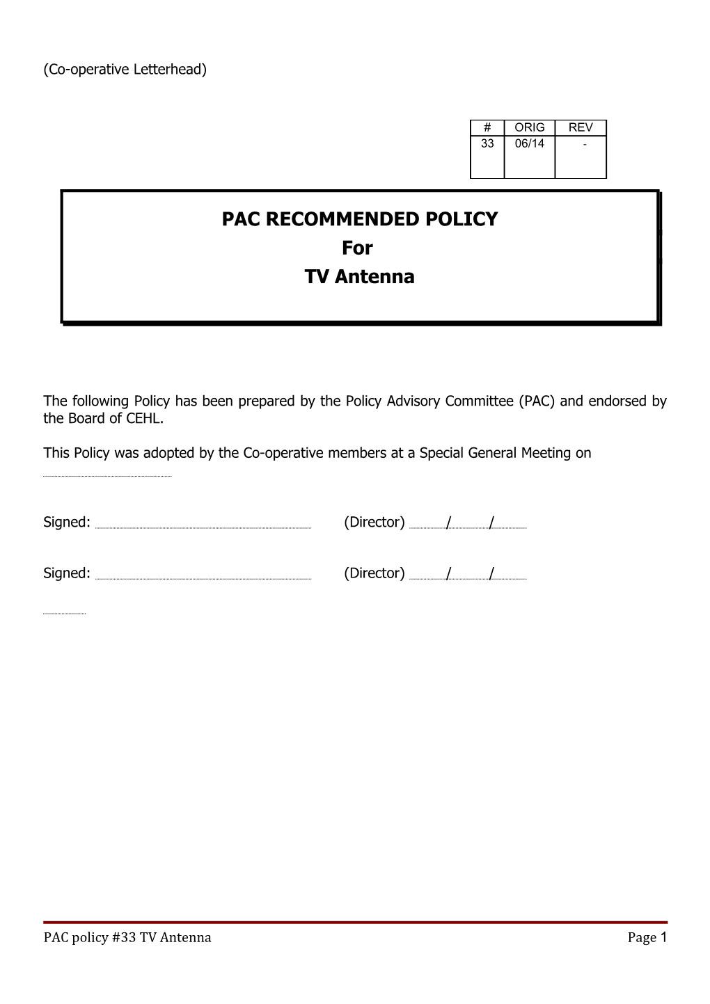 Pac Recommended Policy