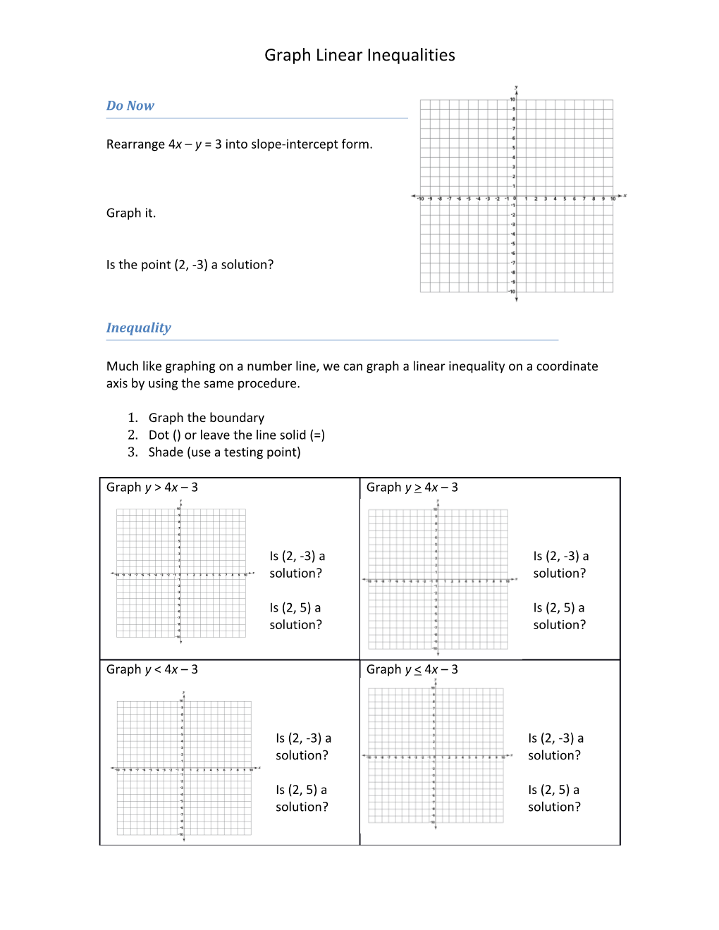 Rearrange 4X Y = 3 Into Slope-Intercept Form