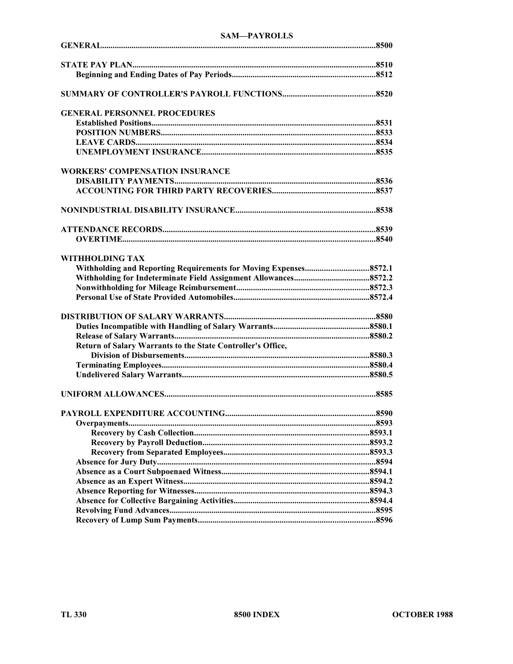 Beginning and Ending Dates of Pay Periods 8512