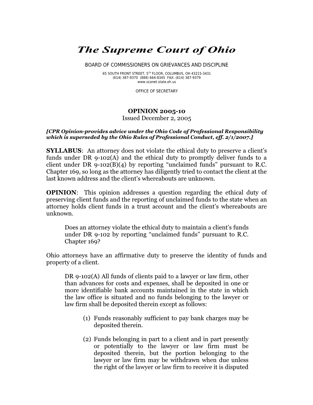 The Supreme Court of Ohio s5