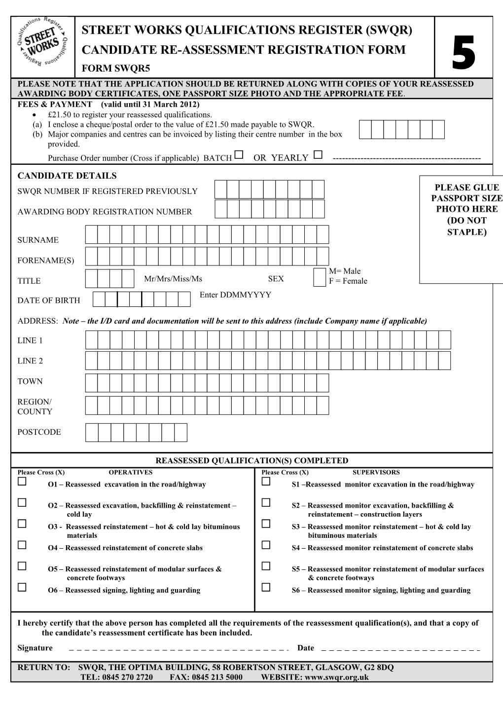 Street Works Qualifications Register (Swqr)