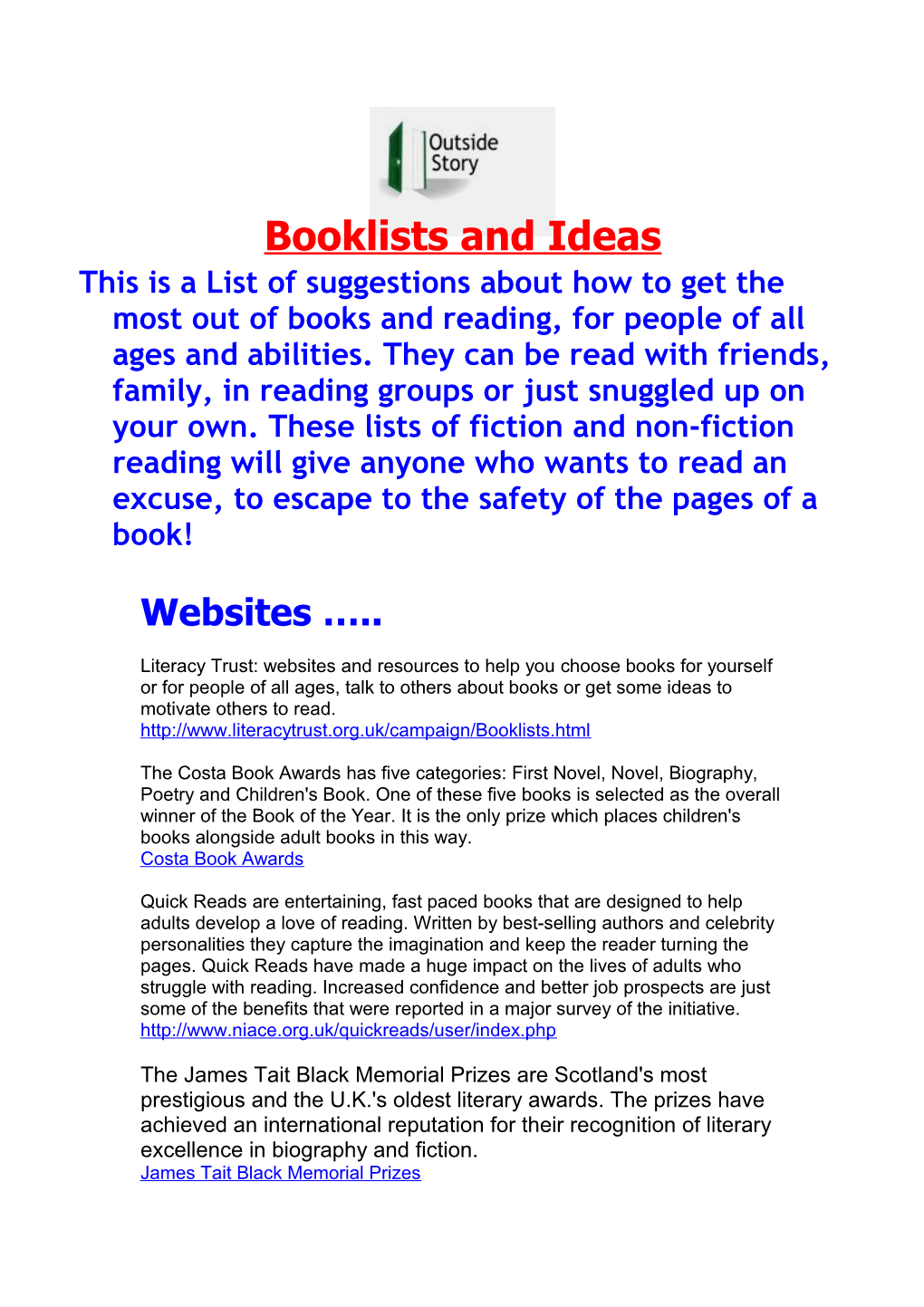 Booklists and Ideas