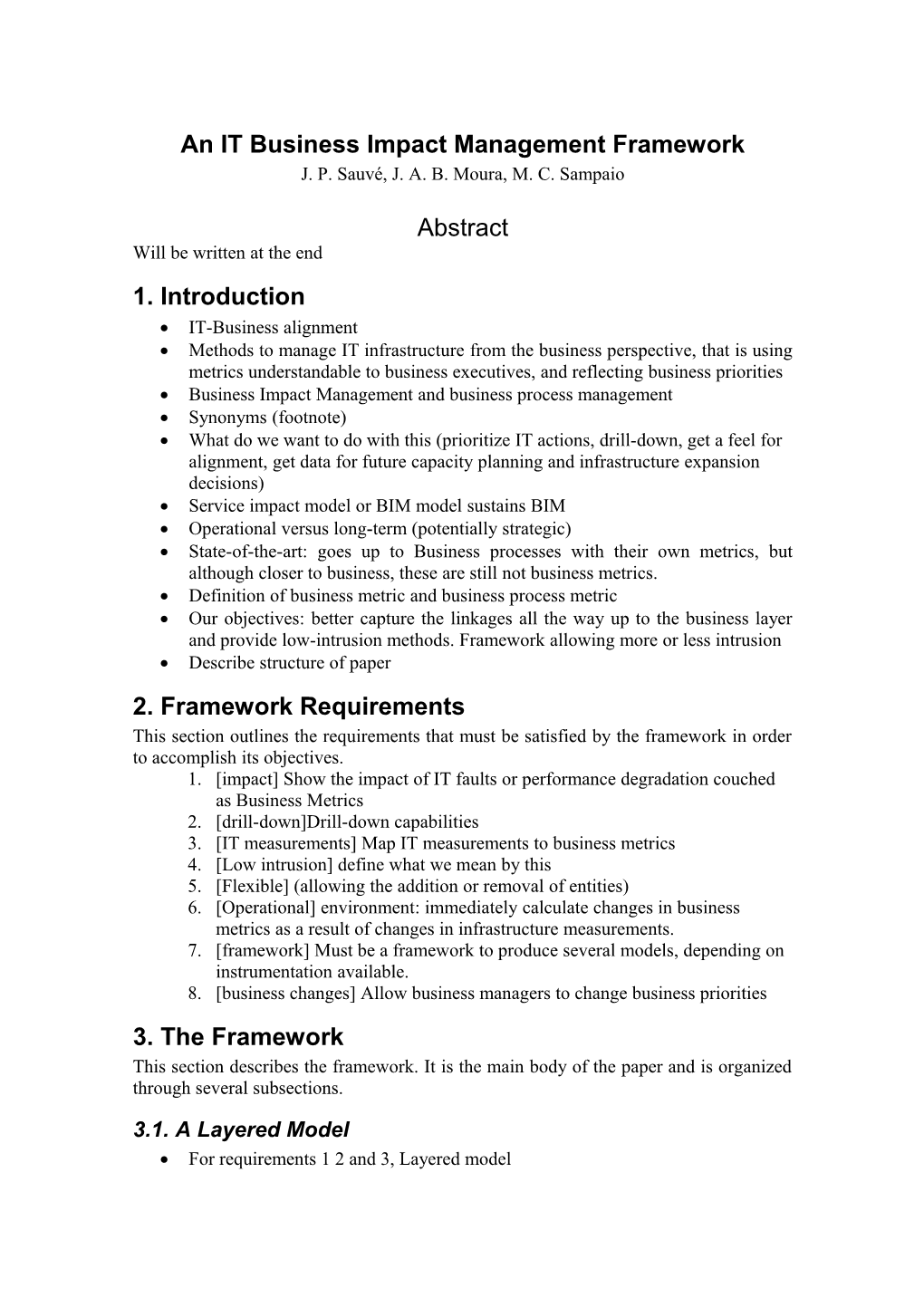 An IT Business Impact Management Framework