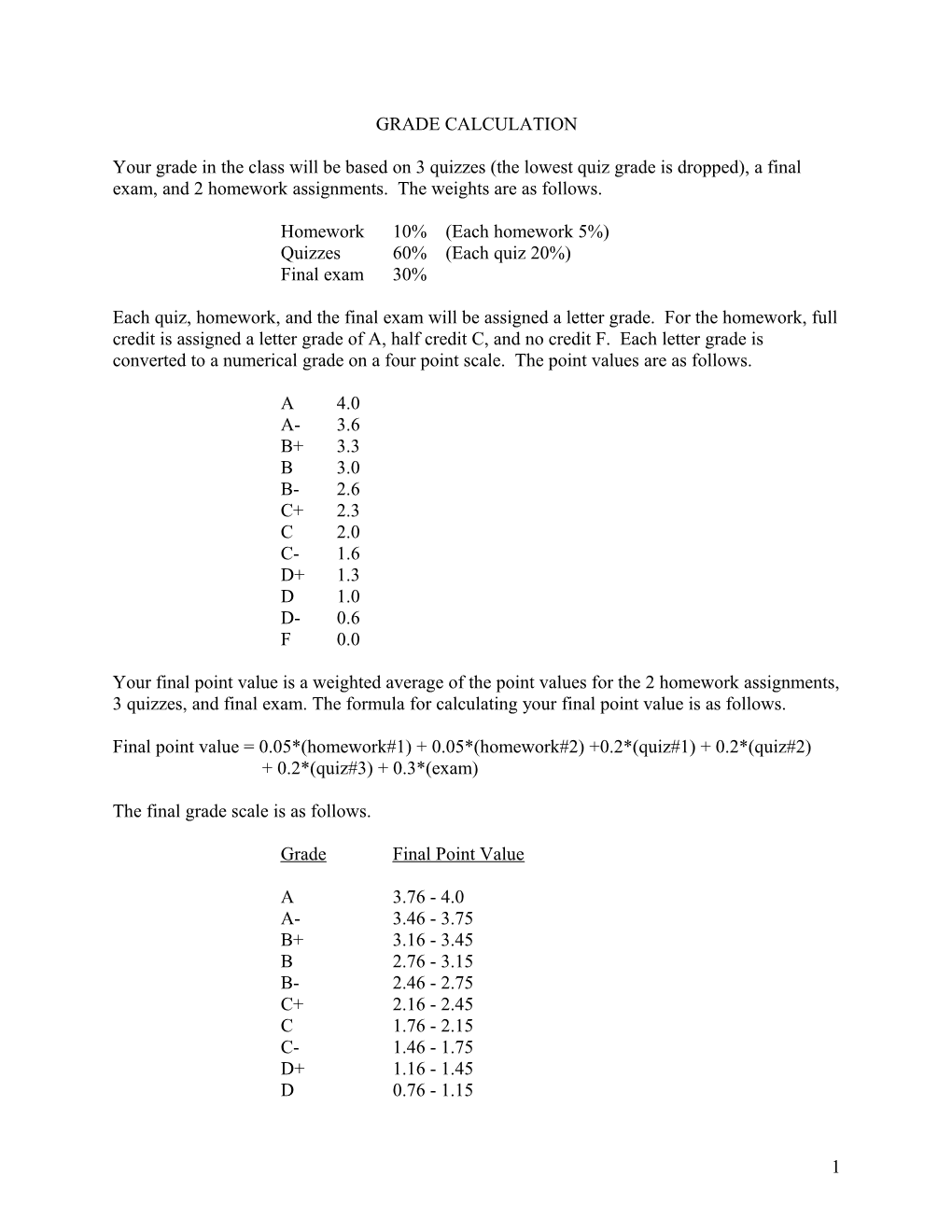 Grade Calculation