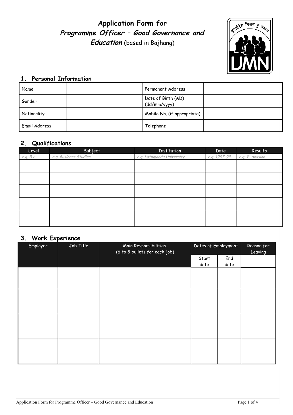 IM Advisor's Application Form