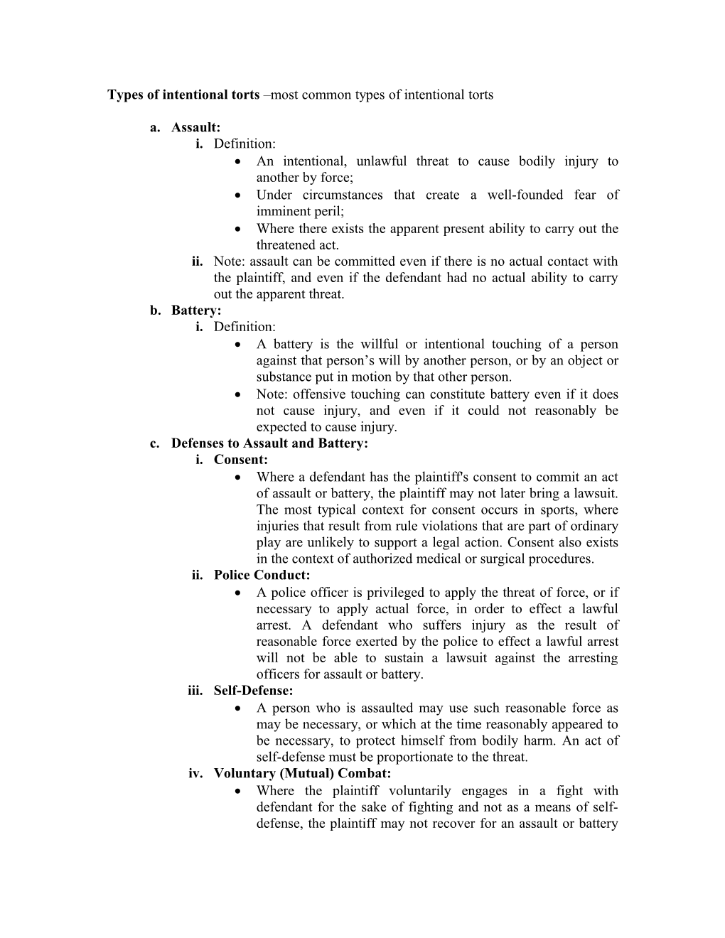 Types of Intentional Torts Most Common Types of Intentional Torts