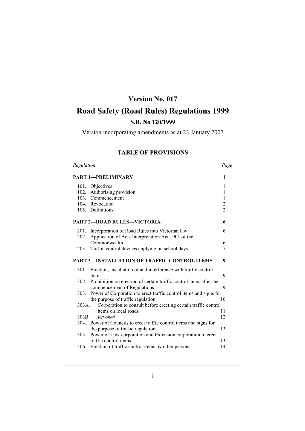 Road Safety (Road Rules) Regulations 1999