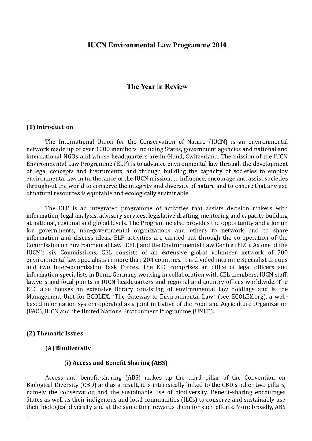 IUCN Environmental Law Programme 2010