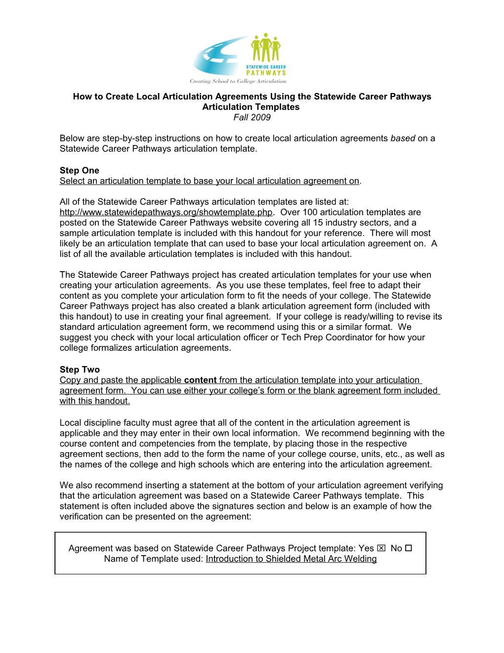 What Is a Statewide Career Pathways Articulation Template, and How Do I Use It