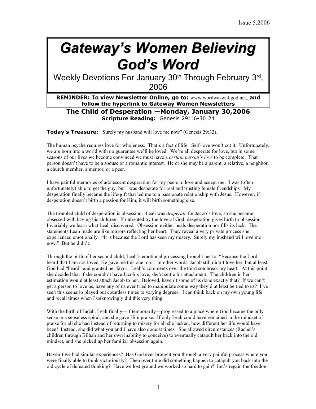 Gateway S Women Believing God S Word