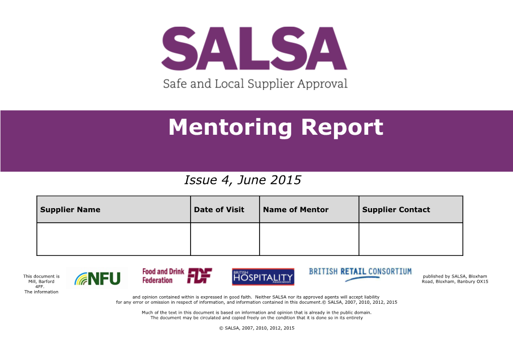SALSA Safe and Local Supplier Approval Scheme s1