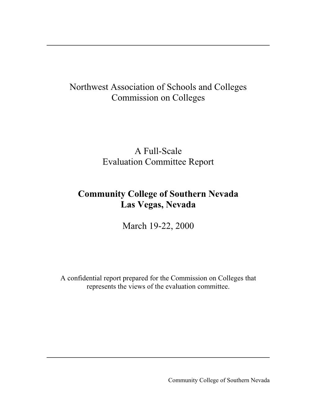 Evaluation Committee Report