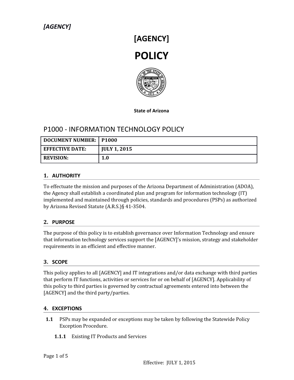 P1000 Information Technology Policy