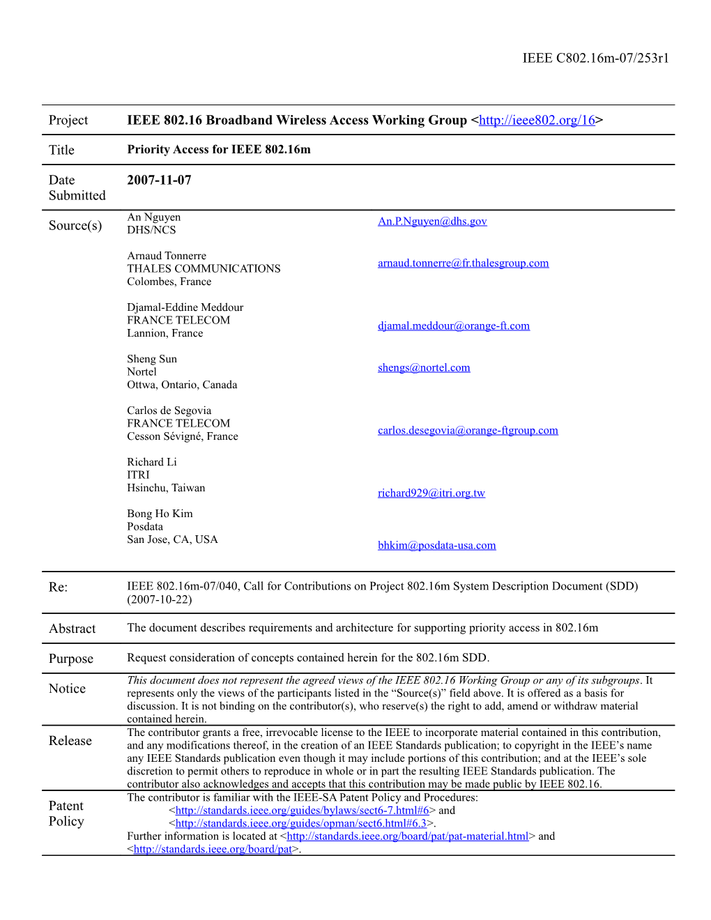 Priority Access for IEEE 802.16M