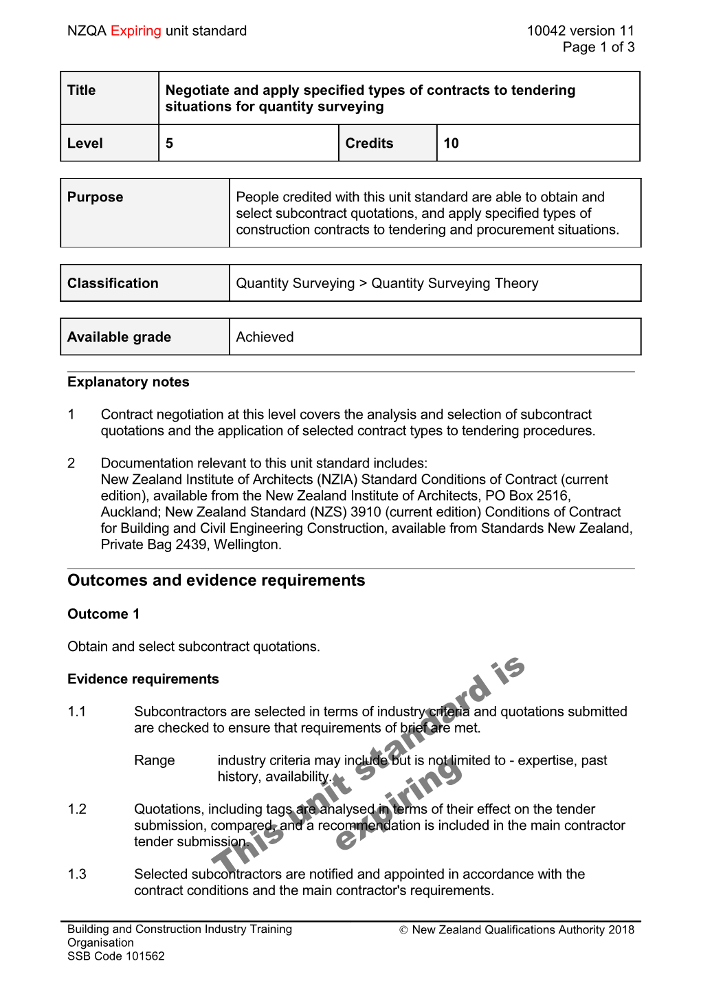 10042 Negotiate and Apply Specified Types of Contracts to Tendering Situations for Quantity