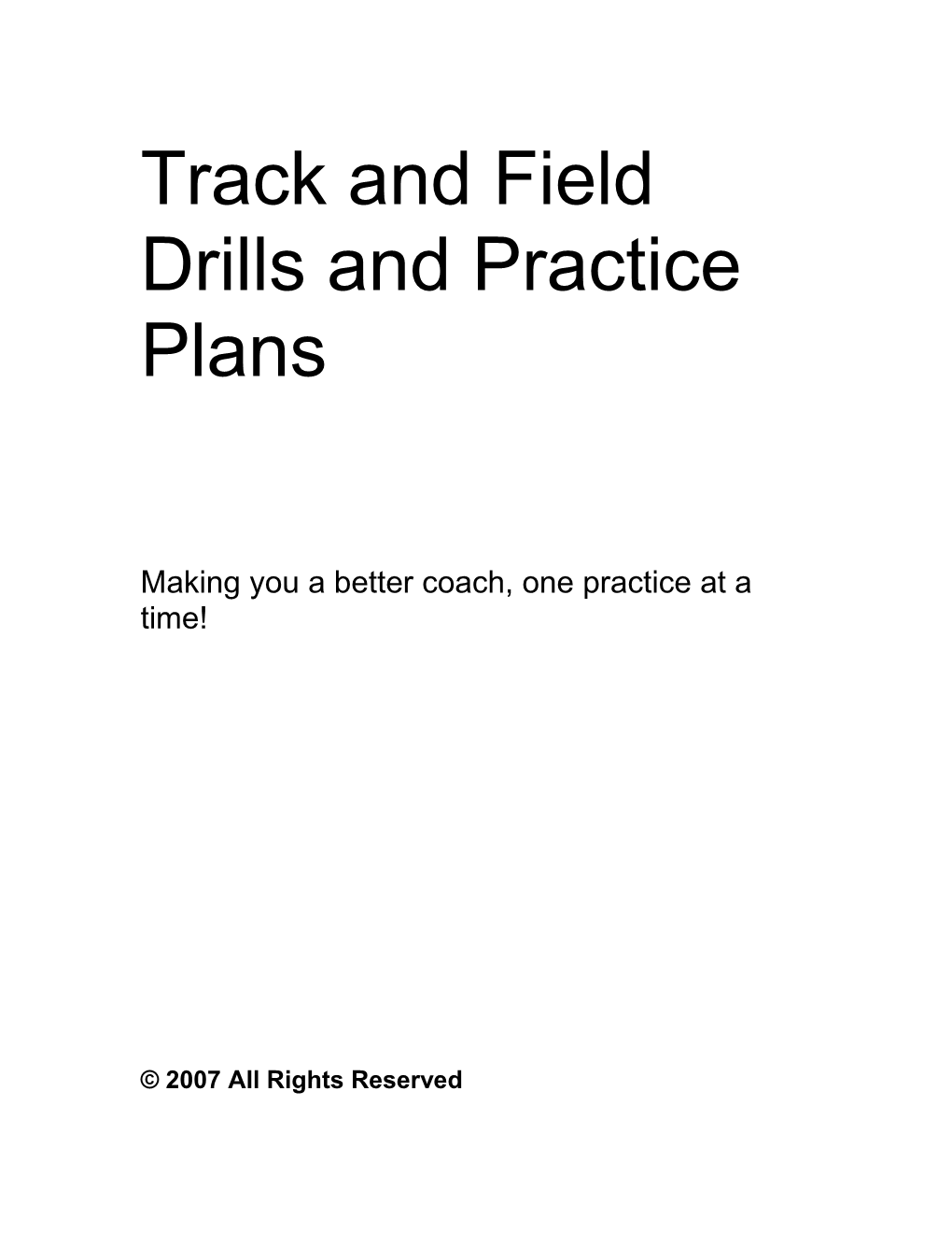 Track And Field Drills And Practice Plans