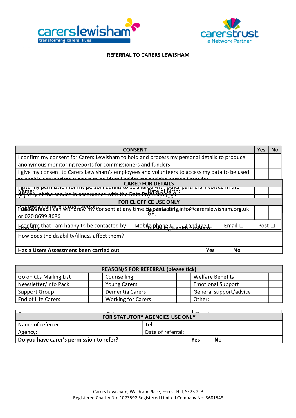 Referral to Carers Lewisham